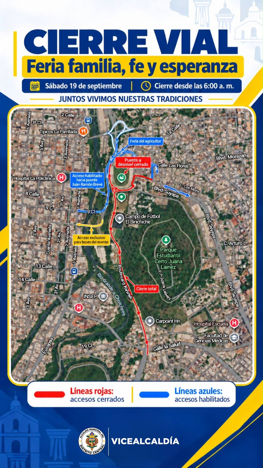 🚧 ¡Atención, conductores! Cierres viales este sábado en Tegucigalpa